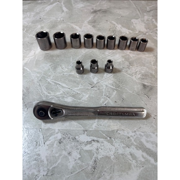 Craftsman Ratchet 44811 With 12 Piece Socket Set SAE Metric - Picture 1 of 8